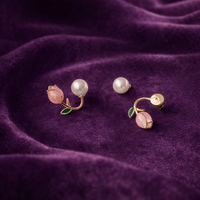Elegant Rosebud Pearl Stud Earrings