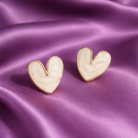 Chic Pearl Marble Heart Stud Earrings