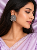 Oxidized Silver Tribal Round Jhumka Earrings