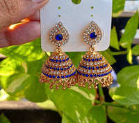 Royal Blue Crystal Floral Drop Earrings