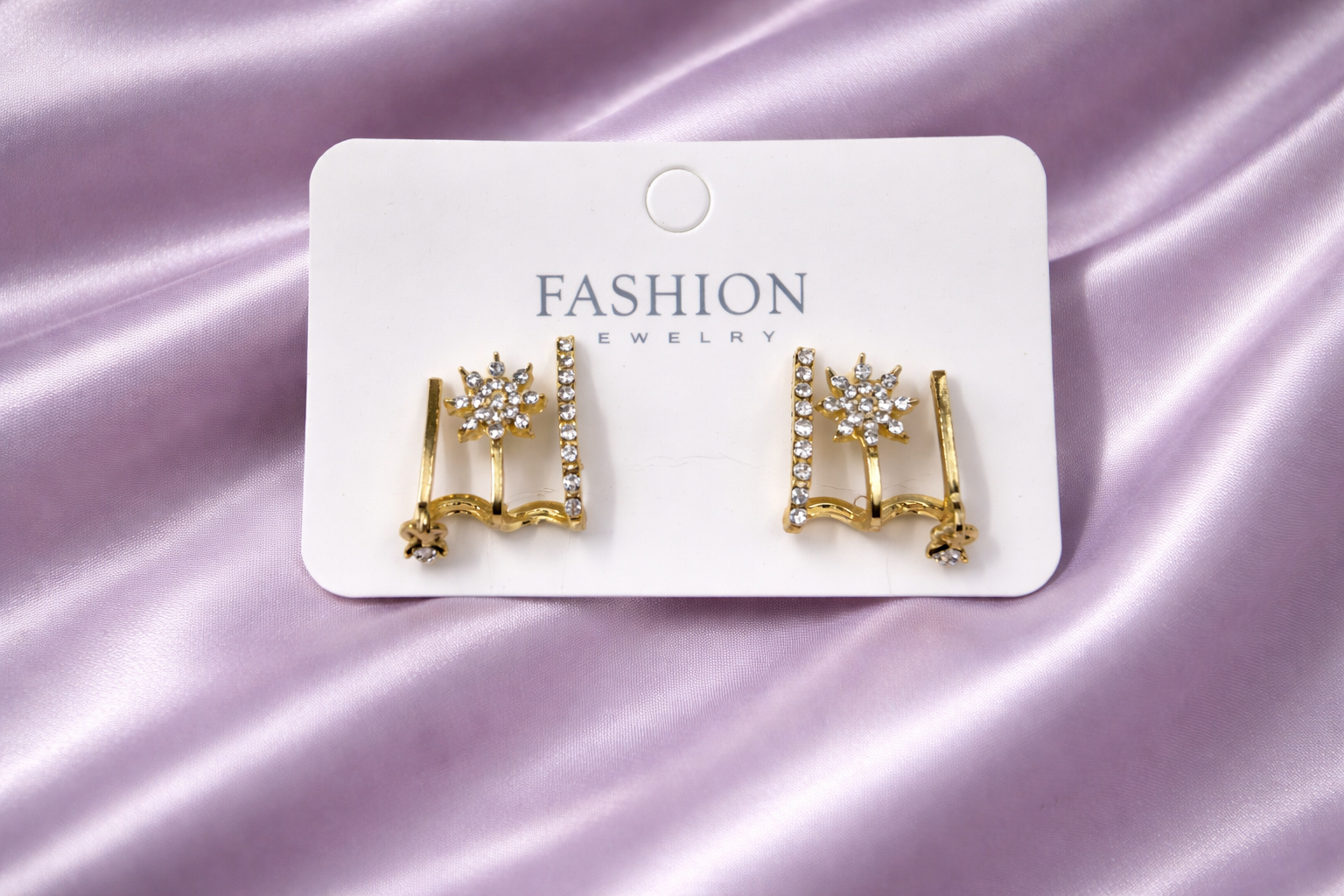 Elegant Gold-Tone Floral Ear Cuff Stud Earrings Set