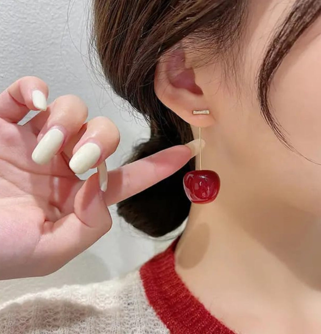 Cherry Drop Earrings | Fun Korean Fruit Jewelry