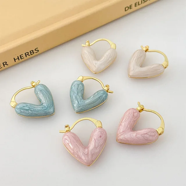 Pastel Heart Hoop Earrings