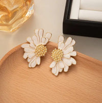 White Sunflower Stud Earrings | Boho Chic