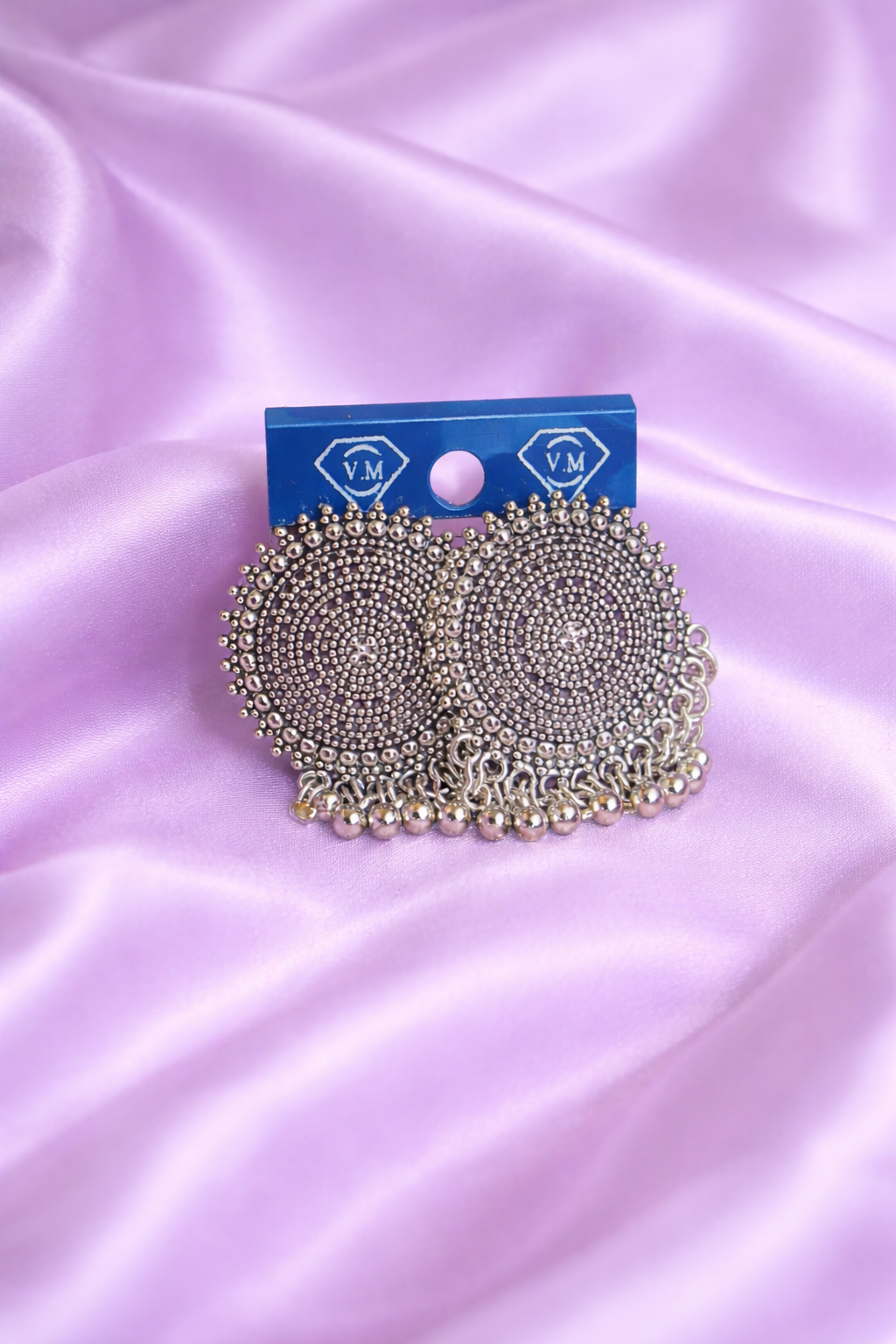 Oxidized Silver Tribal Round Jhumka Earrings
